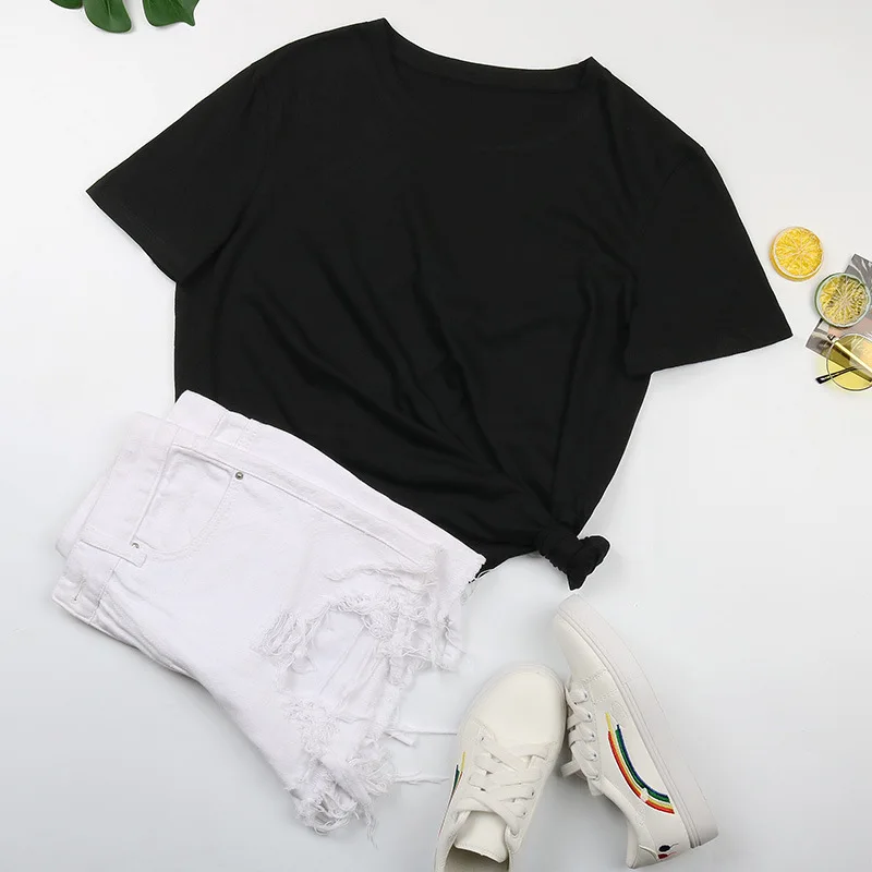 Summer Fashion Ladies' Basic Tops Round Neck Short Sleeve Pure Color 100% Cotton T-Shirt Women
Summer Fashion Ladies' Basic Tops Round Neck Short Sleeve Pure Color 100% Cotton T-Shirt Women