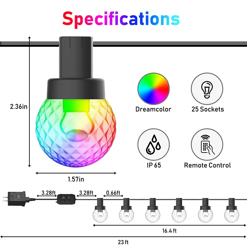 IP65 Hello Fairy WiFi Smart Globe Fairy Lights WaterProof RGB Strip Light Remote Control Works With Alexa Google Home Automation
IP65 Hello Fairy WiFi Smart Globe Fairy Lights WaterProof RGB Strip Light Remote Control Works With Alexa Google Home Automation
