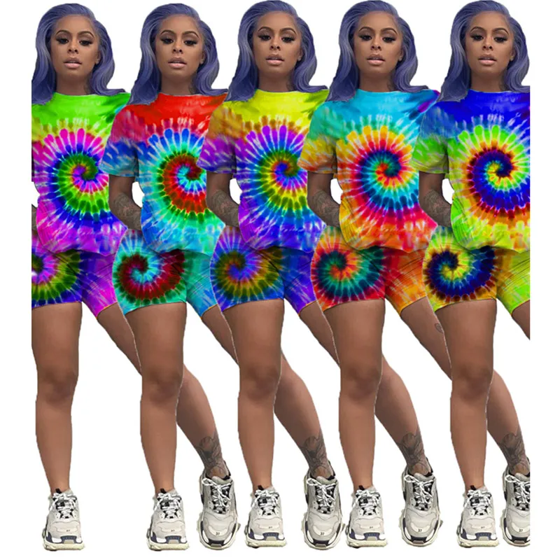 Summer Casual Style Ropa De Mujer Women Two Piece Outfits Tie-dye Printed Short Sleeve Round Neck Top Hot Pant Plus Size
Summer Casual Style Ropa De Mujer Women Two Piece Outfits Tie-dye Printed Short Sleeve Round Neck Top Hot Pant Plus Size