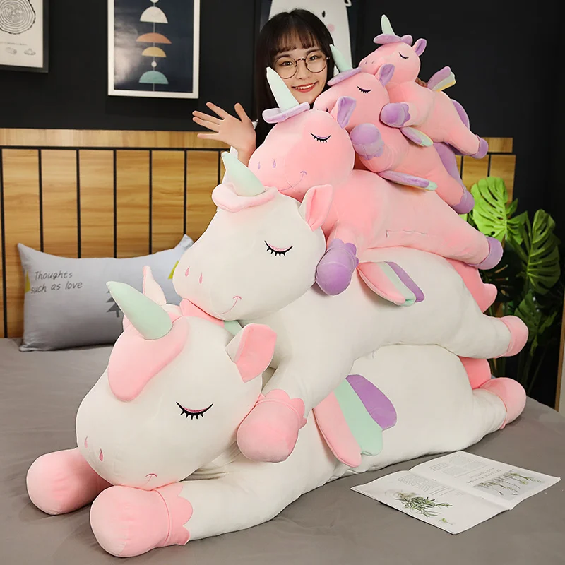 

Hot Cushions Pillow For Sofa Colorful Pegasus Pillow Angel Unicorn Plush Toys Dolls For Kids Birthday Gift Valentine's Day Gifts