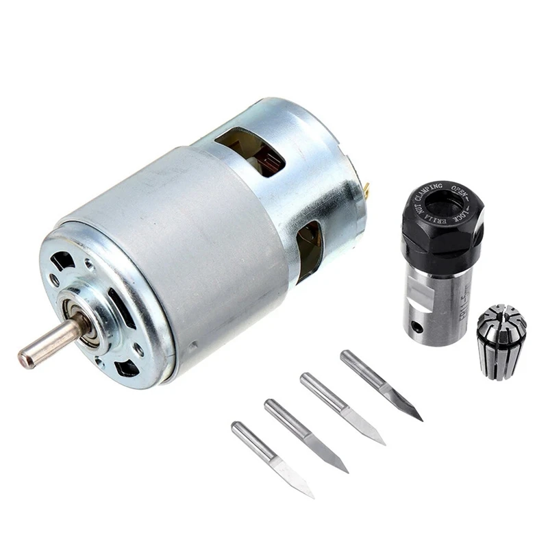 775DC Motor 12-36V Ball Bearing Spindle Motor with ER11 Extension Rod Carving Cutter for CNC Router Machine
775DC Motor 12-36V Ball Bearing Spindle Motor with ER11 Extension Rod Carving Cutter for CNC Router Machine