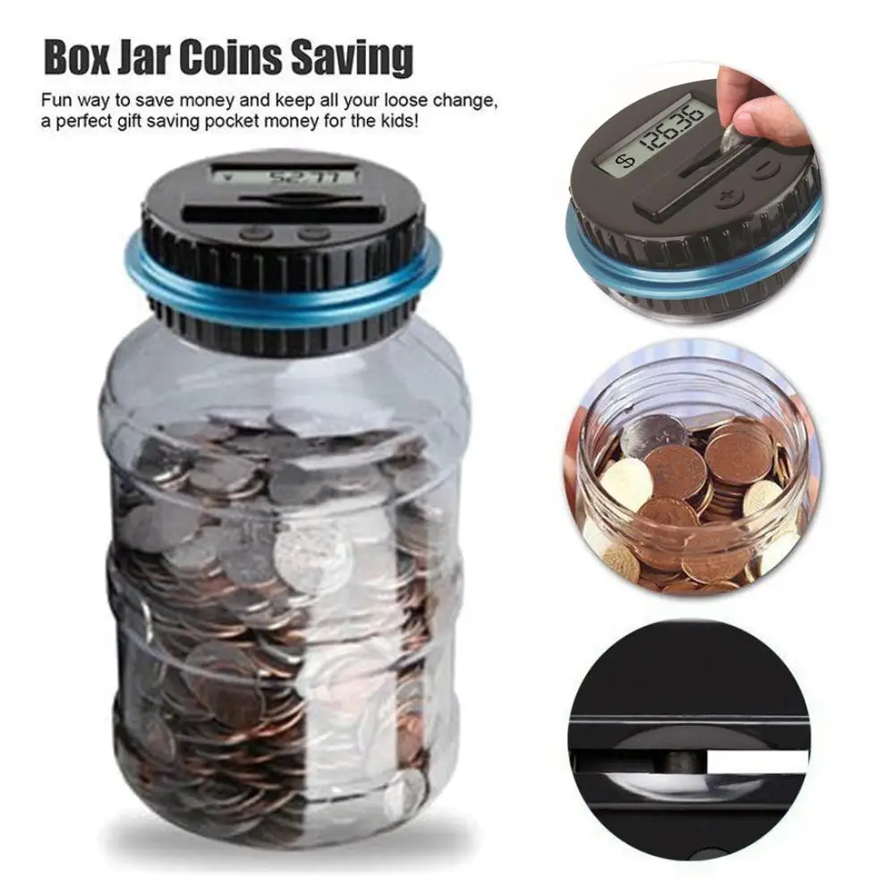 Piggy Bank Safe Money Box Alcancia Clear Digital Coin Counter LCD Counting Jar Change Gift skarbonka spaarpot tirelire 2
Piggy Bank Safe Money Box Alcancia Clear Digital Coin Counter LCD Counting Jar Change Gift skarbonka spaarpot tirelire 2