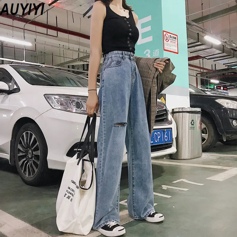AUYIYI 2021 Fashion New Nine-Point Trousers With Holes In Our Store's Explosive High-Waist Denim Wide-Leg Pants Women
AUYIYI 2021 Fashion New Nine-Point Trousers With Holes In Our Store's Explosive High-Waist Denim Wide-Leg Pants Women