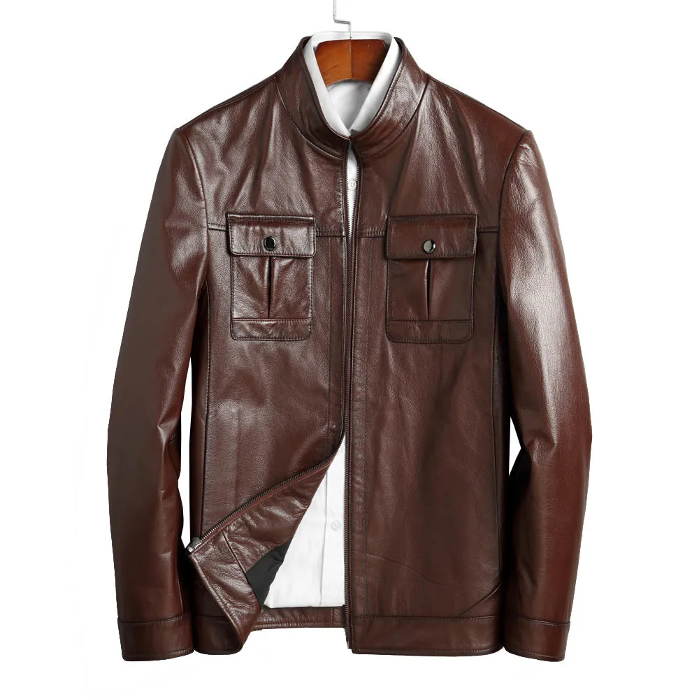 Men 2021 New Casual Black Mandarin Collar Cow Leather Jacket Natural Real Genuine Leahter Clothing
Men 2021 New Casual Black Mandarin Collar Cow Leather Jacket Natural Real Genuine Leahter Clothing