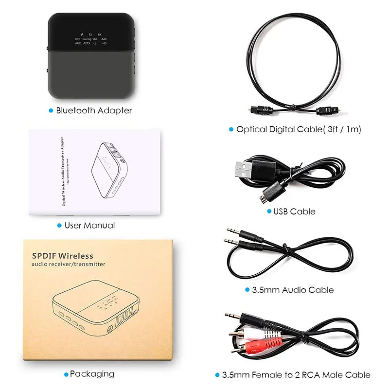 Bluetooth 5.0 Transmitter Receiver, Upgraded 2-in-1 Wireless HD Low Latency Bluetooth Audio 3.5mm & Optical Adapter In Stock 
Bluetooth 5.0 Transmitter Receiver, Upgraded 2-in-1 Wireless HD Low Latency Bluetooth Audio 3.5mm & Optical Adapter In Stock