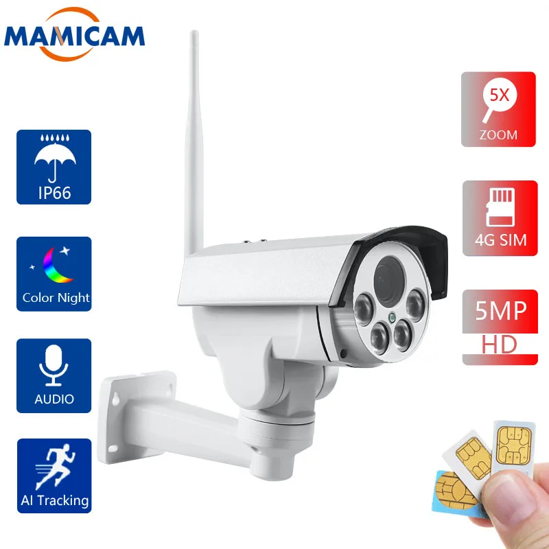 IP Camera Survaillence Video 3G 4G SIM Card Wifi Outdoor PTZ Bullet Camera Wireless IR 50M 5X Zoom Auto Focus CCTV Wi-Fi 5MP
IP Camera Survaillence Video 3G 4G SIM Card Wifi Outdoor PTZ Bullet Camera Wireless IR 50M 5X Zoom Auto Focus CCTV Wi-Fi 5MP