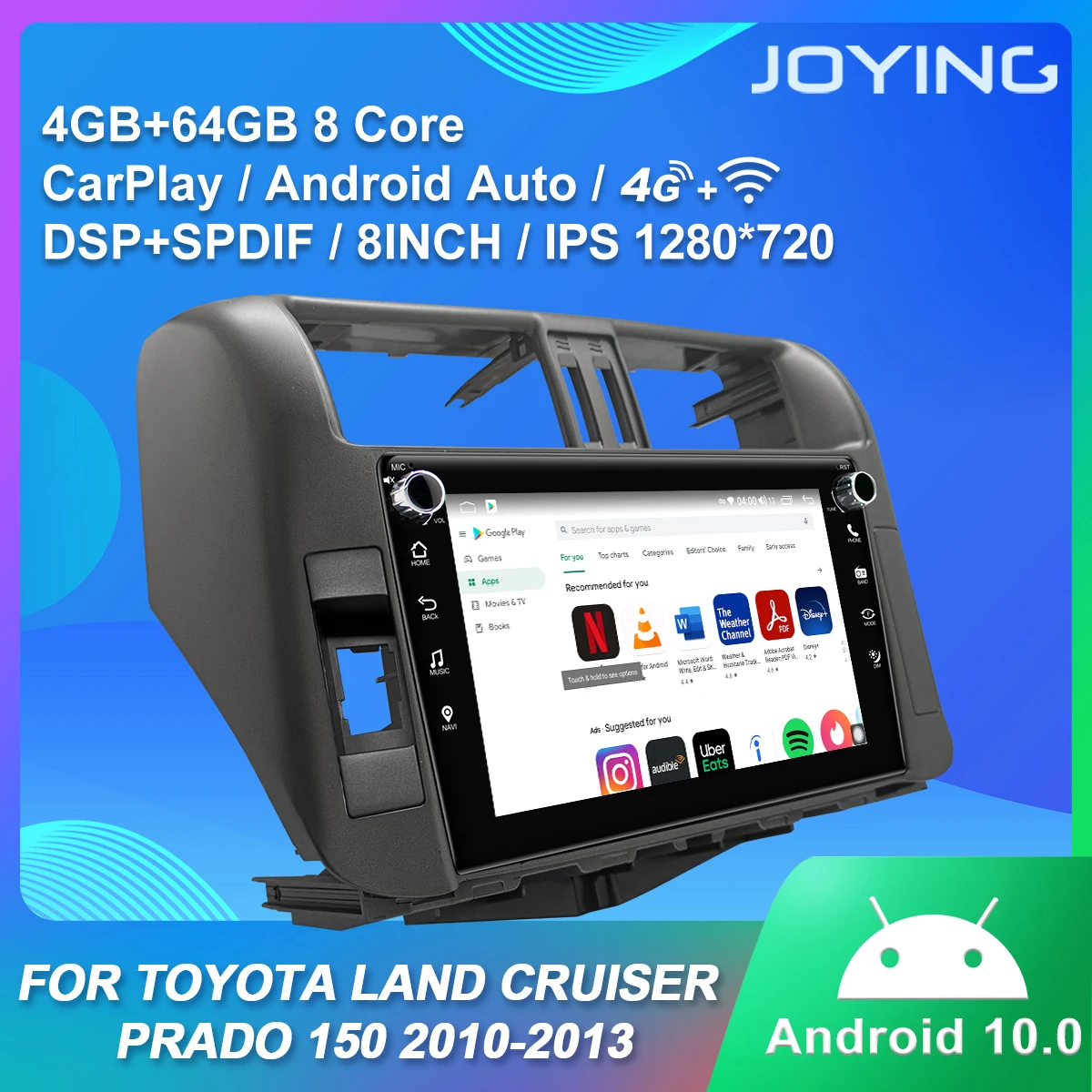 Joying Radio Tape Recorder 1 din Android10 Head Unit Stereo 8 Inch Car Navigation System For Toyota Land Cruiser Prado 2010-2013
Joying Radio Tape Recorder 1 din Android10 Head Unit Stereo 8 Inch Car Navigation System For Toyota Land Cruiser Prado 2010-2013