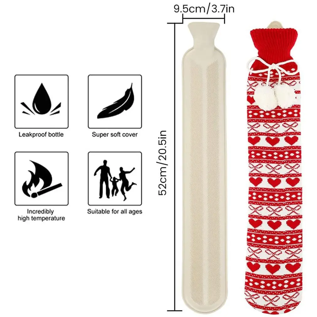 Long Hot Water Bottle With Cover 2L Rubber Hotwater Bottle For Period Pain Relief Safety Hot Water Bag
Long Hot Water Bottle With Cover 2L Rubber Hotwater Bottle For Period Pain Relief Safety Hot Water Bag