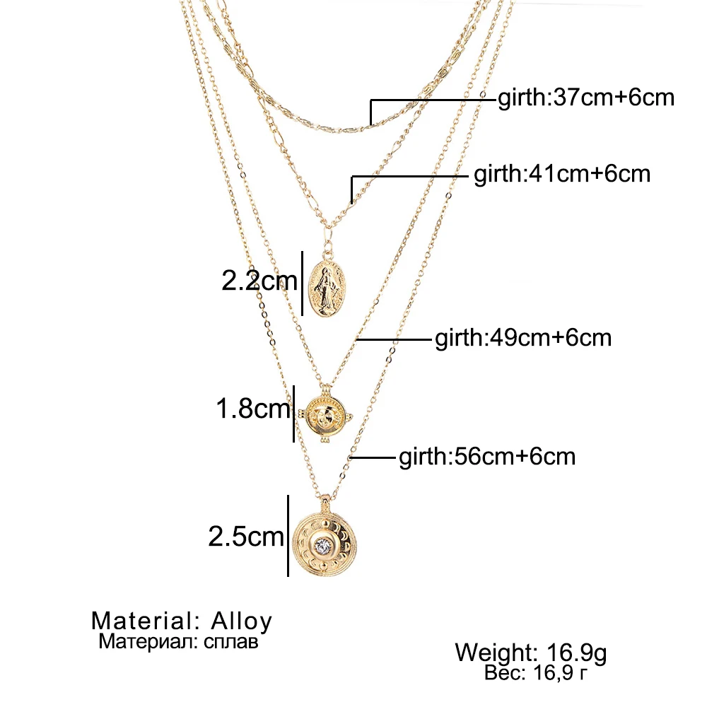 Gold Carved Coin Multi Layer Collar Statement Chain Neckalce For Women Choker Pendant Fashion Jewelry Accessories Gift Wholesale 
Gold Carved Coin Multi Layer Collar Statement Chain Neckalce For Women Choker Pendant Fashion Jewelry Accessories Gift Wholesale