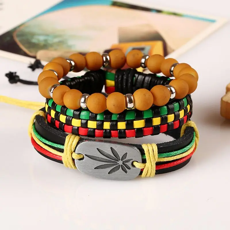 3Pcs Jamaica Leather Weed Hemp Cord Woven Braided Bracelets Rasta Reggae Jeweley
3Pcs Jamaica Leather Weed Hemp Cord Woven Braided Bracelets Rasta Reggae Jeweley