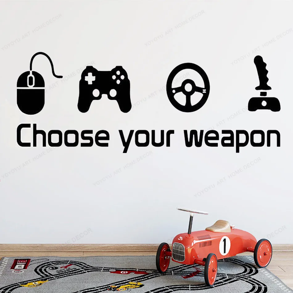 Game vinyl Wall Sticker choose your weapon quote walll decal game controller wall decor kids room wall art mural HJ482
Game vinyl Wall Sticker choose your weapon quote walll decal game controller wall decor kids room wall art mural HJ482
