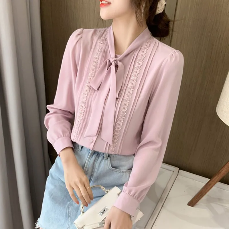 Office Lady Elegant Chiffon Shirts New Arrival 2021 Spring Korean Style Patchwork Lace Women Long Sleeve Casual Tops W128
Office Lady Elegant Chiffon Shirts New Arrival 2021 Spring Korean Style Patchwork Lace Women Long Sleeve Casual Tops W128