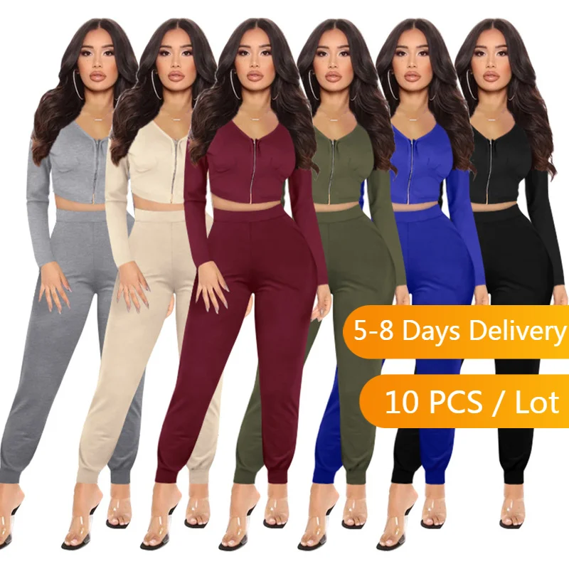 Bulk Items Wholesale Lots Autumn Tracksuit Women Clothing Sport Casual Skinny Two Piece Set Zipper Crop Top Leggings Pants Sets
Bulk Items Wholesale Lots Autumn Tracksuit Women Clothing Sport Casual Skinny Two Piece Set Zipper Crop Top Leggings Pants Sets