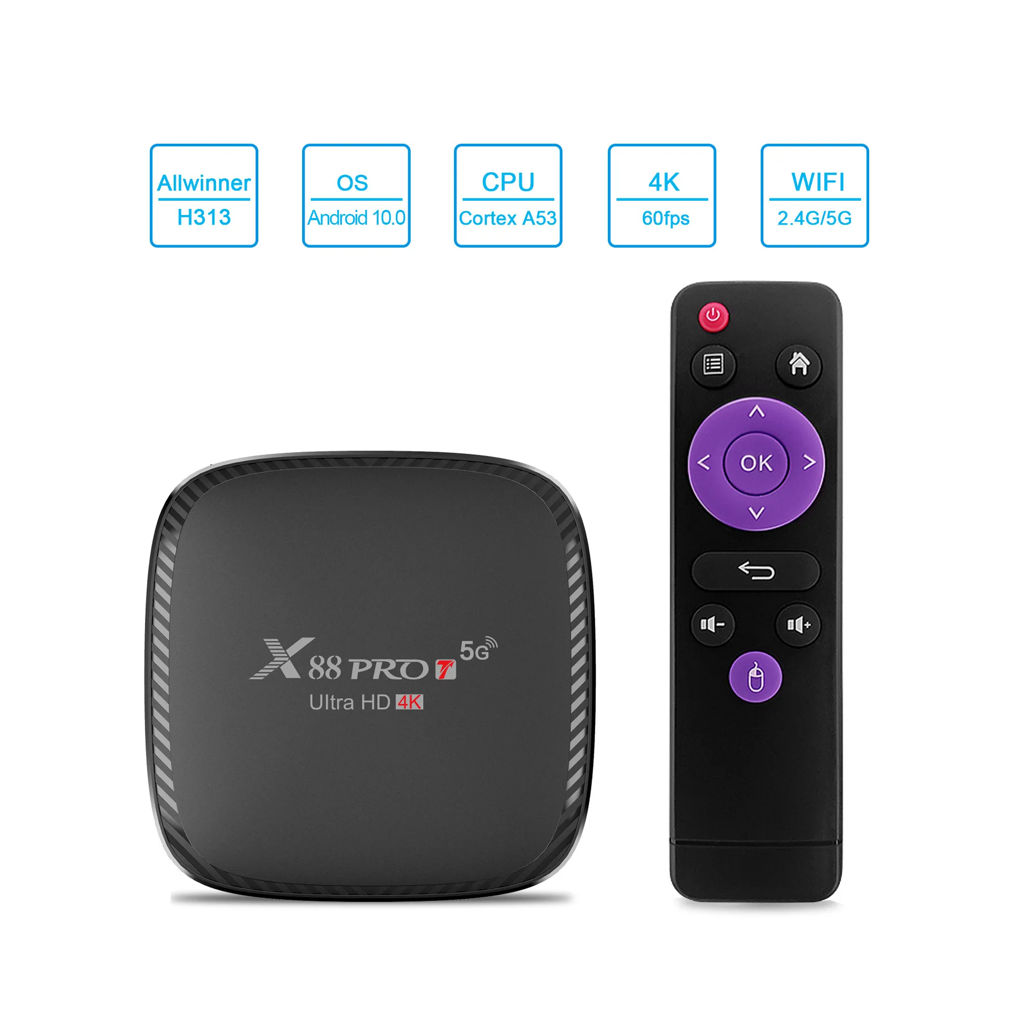 Smart Android X88 PRO T TV Box Android 10 TV Box Youtube HD 4K 2.4G/5G wifi 1GB 8GB 2GB 16GB Media Player set-top boxes 
Smart Android X88 PRO T TV Box Android 10 TV Box Youtube HD 4K 2.4G/5G wifi 1GB 8GB 2GB 16GB Media Player set-top boxes