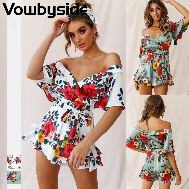 Summer New Style Women's Rompers Playsuits Floral Ruffles Short Sleeved Slash Neck Lace Up Jumpsuit Casual Shorts
Summer New Style Women's Rompers Playsuits Floral Ruffles Short Sleeved Slash Neck Lace Up Jumpsuit Casual Shorts