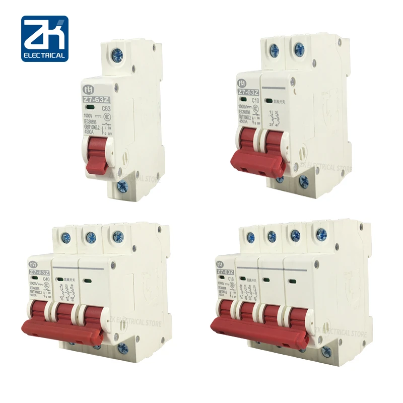 

Mini 1P/2P/3P/4P DC 1000V Solar circuit breaker, 6A, 10A, 16A, 20a, 25a, 32A, 40A, 50A, 63A DC, MCB for PV system