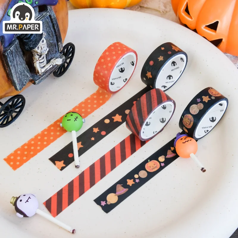 

Mr.Paper 1.5cm*3m Single Washi Tape Halloween Theme Journaling Writing Memory Deco Gift Label Ins Masking Tapes Easy to Tear