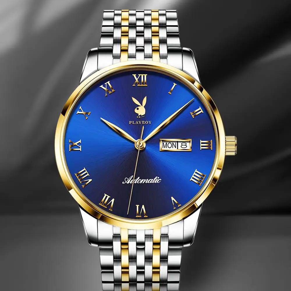 Men's Automatic Mechanical wristwatch brand stainless steel watchband casual style with double calendar waterproof Male Clock
Men's Automatic Mechanical wristwatch brand stainless steel watchband casual style with double calendar waterproof Male Clock
