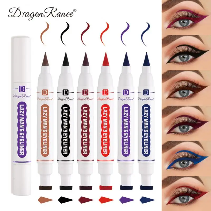 

Double-headed Stamp Eyeliner Color Liquid Eyeliner Pen Not Easy to Smudge Non-fade Triangle Seal Eye Liner Waterproof Makeup