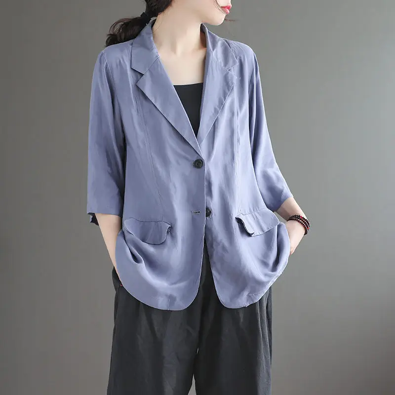 Original Literary Retro Copper Ammonia Silk Solid Color Half Sleeve Suit Lady Summer New Loose Airy Thin Blazer Jacket Tops K392
Original Literary Retro Copper Ammonia Silk Solid Color Half Sleeve Suit Lady Summer New Loose Airy Thin Blazer Jacket Tops K392