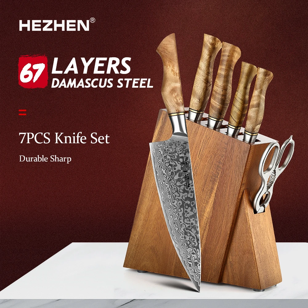 HEZHEN P7C Kitchen Knife Lasting Chef Sharpness Damasucs Super Steel Cook Knives Tools With Wooden Knife Holder
HEZHEN P7C Kitchen Knife Lasting Chef Sharpness Damasucs Super Steel Cook Knives Tools With Wooden Knife Holder