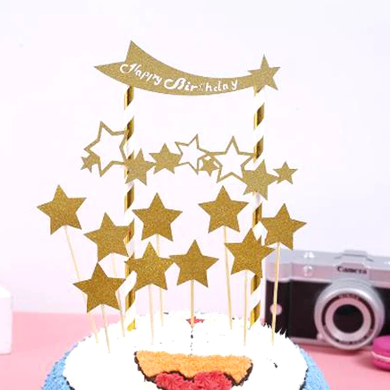 1set/lot Happy Birthday Party Decorate Gold Star Theme Cupcake Toppers Baby Boys Shower Cake Flag With Straws
1set/lot Happy Birthday Party Decorate Gold Star Theme Cupcake Toppers Baby Boys Shower Cake Flag With Straws