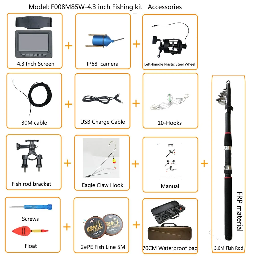 30M Fish Finder Underwater Fishing Camera 4.3 inch Monitor 10PCS LED Night Vision 195 Degrees Sea wheel Camera For Fishing
30M Fish Finder Underwater Fishing Camera 4.3 inch Monitor 10PCS LED Night Vision 195 Degrees Sea wheel Camera For Fishing