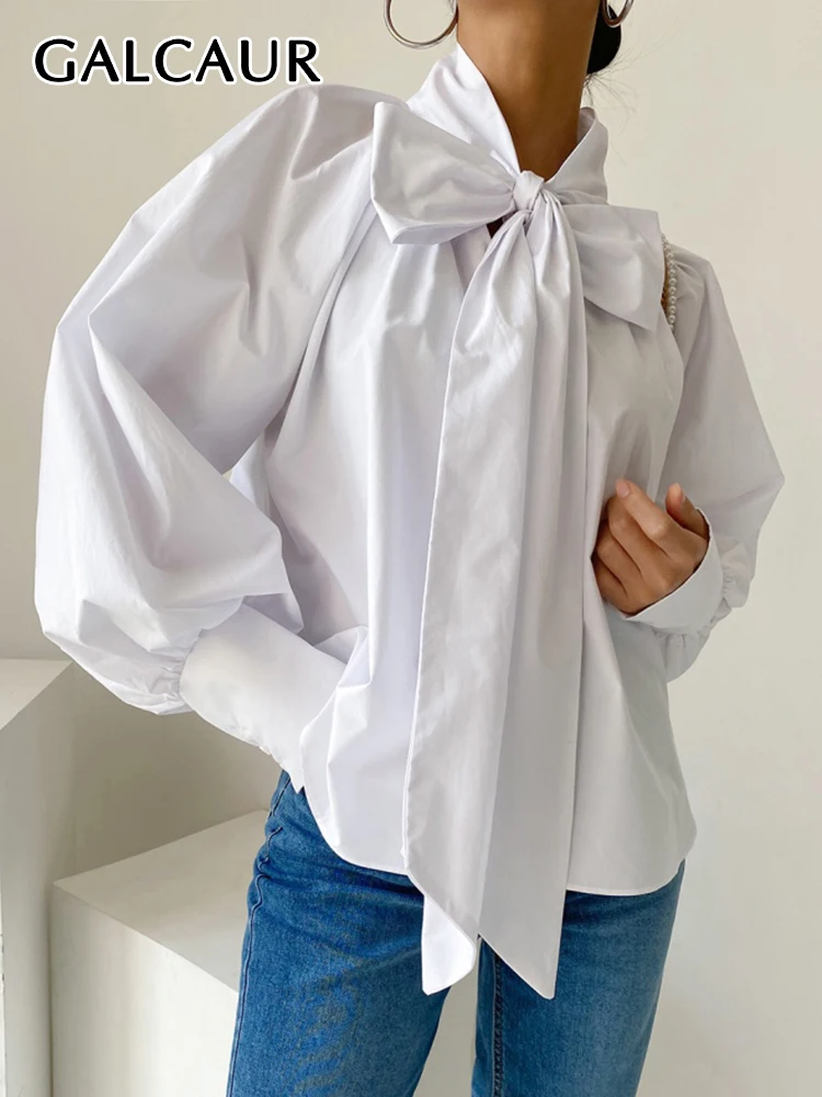 GALCAUR Casual Patchwork Bowknot Solid Temperament White Blouses For Women Long Sleeve Fashion Shirts Female 2022 Autumn Style
GALCAUR Casual Patchwork Bowknot Solid Temperament White Blouses For Women Long Sleeve Fashion Shirts Female 2022 Autumn Style
