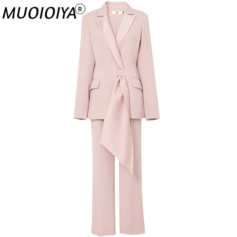 Женский офисный костюм из двух предметов, элегантный пиджак с отложным воротником и прямые брюки, весна-осень 2021 
Женский офисный костюм из двух предметов, элегантный пиджак с отложным воротником и прямые брюки, весна-осень 2021