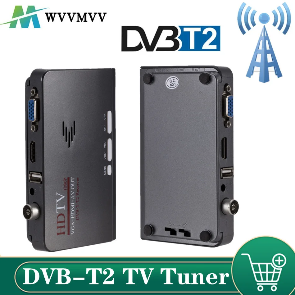 

WVVMVV DVB-T/DVB-T2 TV Tuner Receiver DVB T/T2 TV Box VGA AV CVBS 1080P HDMI digital HD Satellite receiver With Remote Control
