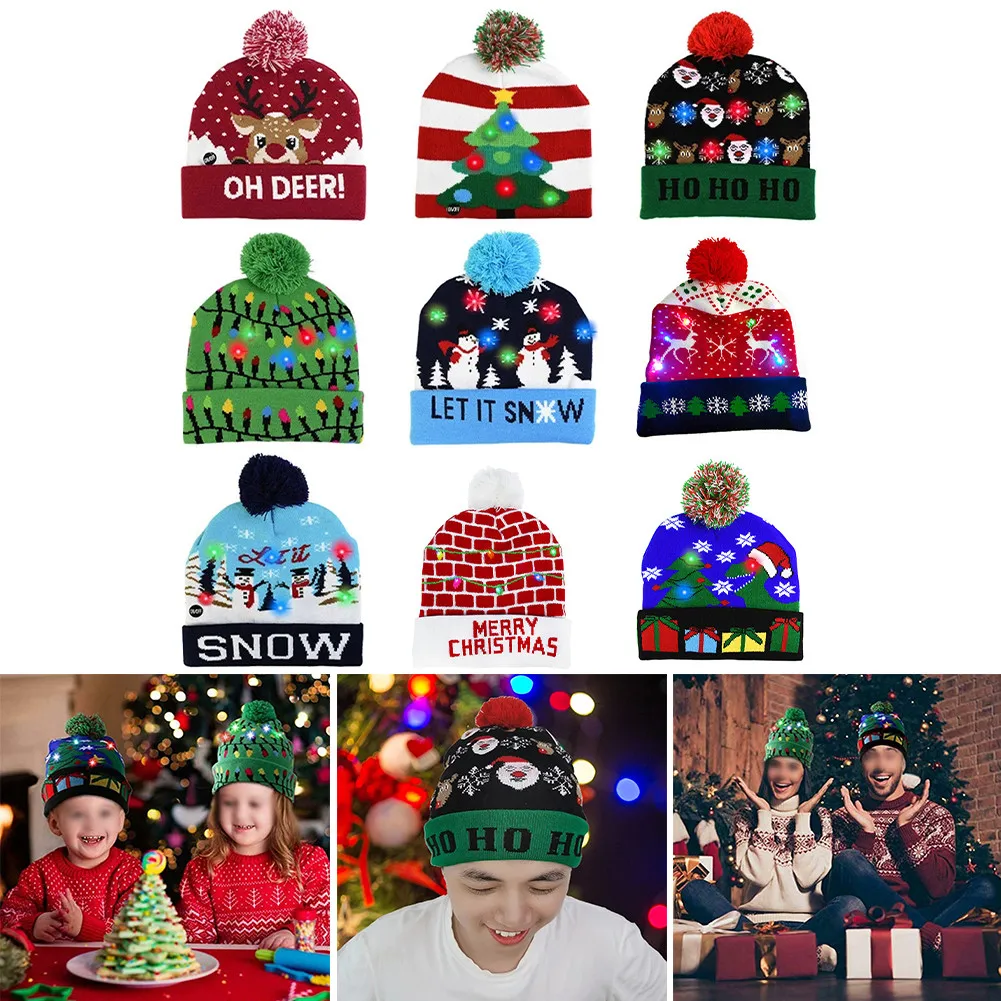 LED Christmas Hats Sweater Knitted Beanie Christmas Santa Light Up Winter Hat For Kids Adults Christmas Party Warmer Cap
LED Christmas Hats Sweater Knitted Beanie Christmas Santa Light Up Winter Hat For Kids Adults Christmas Party Warmer Cap