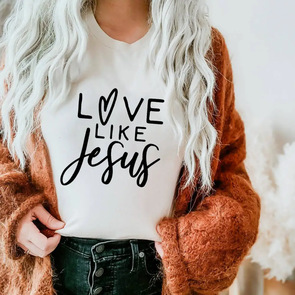 Love Like Jesus 100%Cotton Women Tshirts Christian Shirts Funny Summer Casual O-Neck Short Sleeve Top Faith Tee Religious Shirt
Love Like Jesus 100%Cotton Women Tshirts Christian Shirts Funny Summer Casual O-Neck Short Sleeve Top Faith Tee Religious Shirt