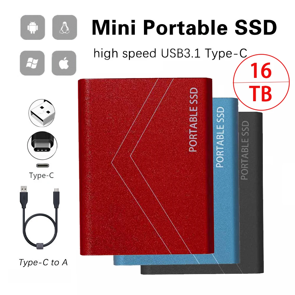 Портативный жесткий диск внешний SSD 16 ТБ HD Harici от 1 до | Электроника