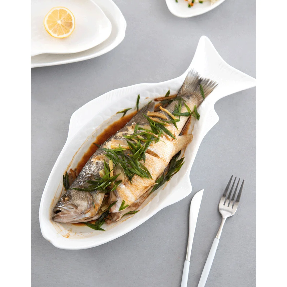 Ceramic Tableware Creative Plate Fish Shaped Dish Snack Storage Fish Pan for Restaurant Home Dinner (11 Inches + White)
Ceramic Tableware Creative Plate Fish Shaped Dish Snack Storage Fish Pan for Restaurant Home Dinner (11 Inches + White)
