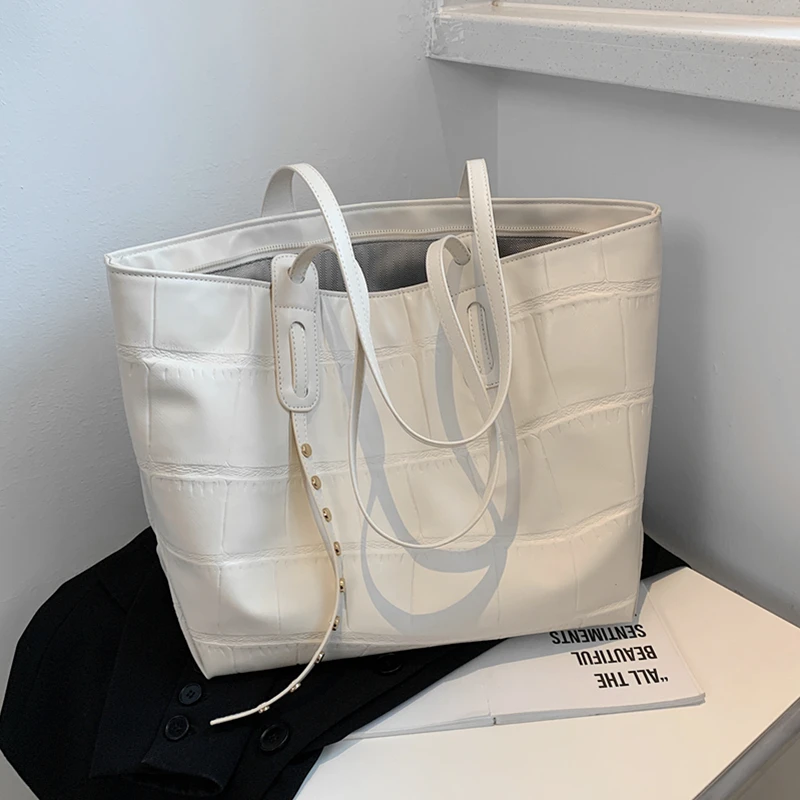 Burminsa Stone Pattern Large Tote Shoulder Bags For Women Zipper Opening Female Shopper Work Ladies Handbags White Yellow Black
Burminsa Stone Pattern Large Tote Shoulder Bags For Women Zipper Opening Female Shopper Work Ladies Handbags White Yellow Black