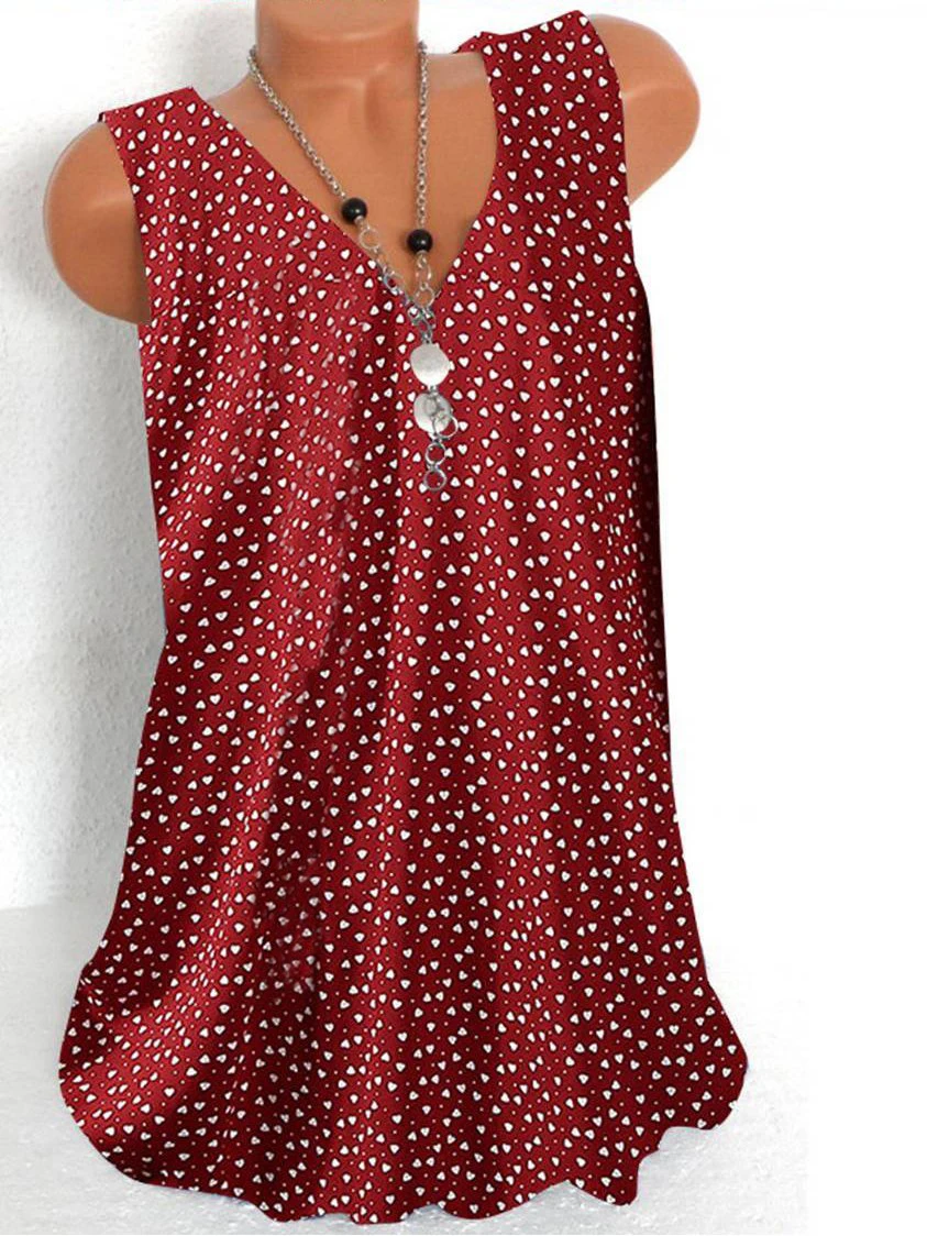 Elegant Sleeveless Women T-shirt Casual Large Size V-neck T-shirt Loose Printed Top Women
Elegant Sleeveless Women T-shirt Casual Large Size V-neck T-shirt Loose Printed Top Women