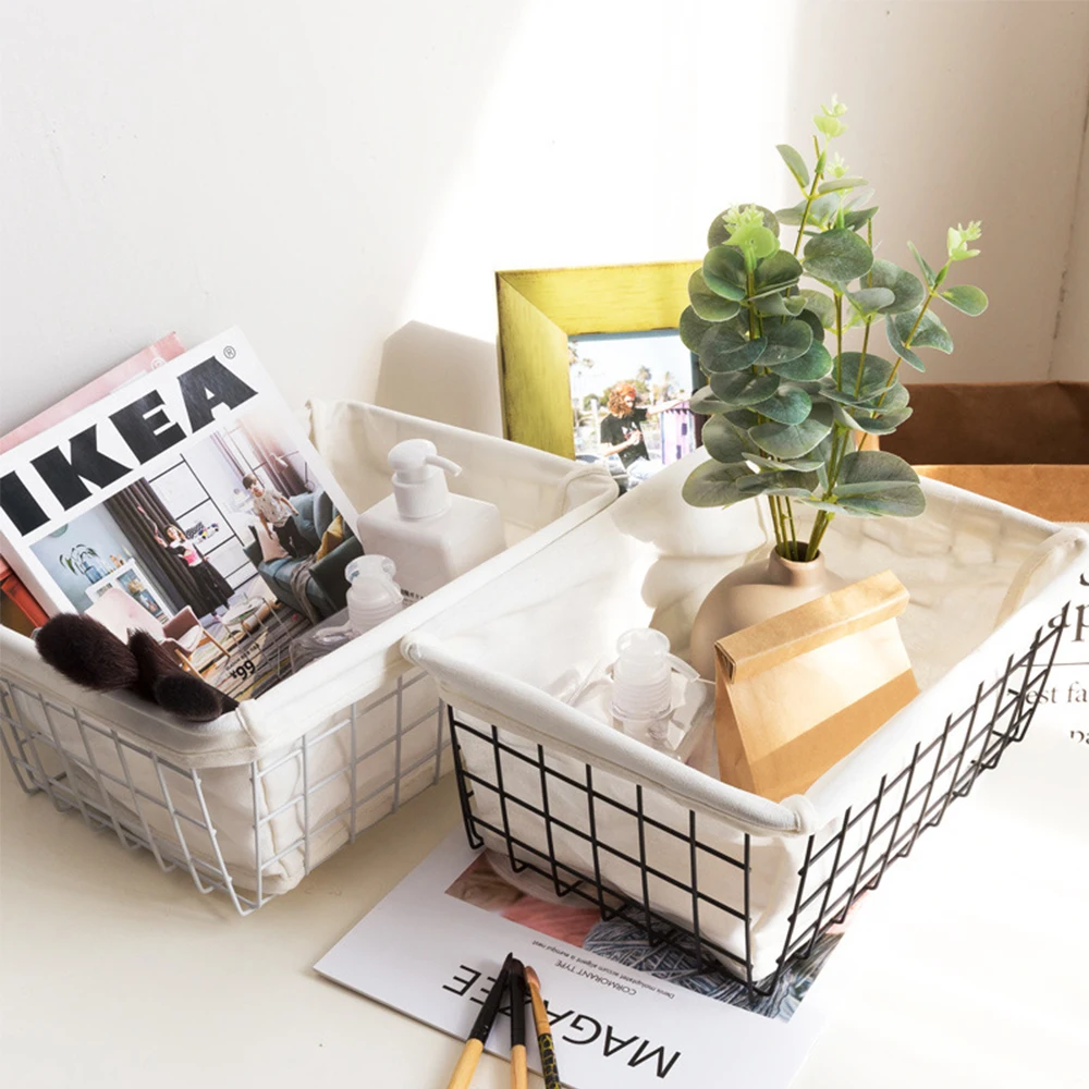 Iron Wire Wrought Storage Basket Household Metal Organizer Holder Bathroom Kitchen Sundries Container Baskets With Lining Cloth
Iron Wire Wrought Storage Basket Household Metal Organizer Holder Bathroom Kitchen Sundries Container Baskets With Lining Cloth