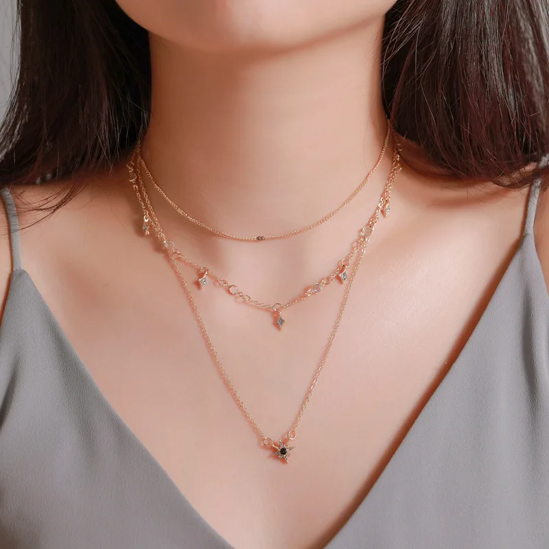 Multilayer Crystal Star Choker Necklace for Women Fashion Simple Gold Color Chain Star Pendant Statement Necklace Women Jewelry 
Multilayer Crystal Star Choker Necklace for Women Fashion Simple Gold Color Chain Star Pendant Statement Necklace Women Jewelry