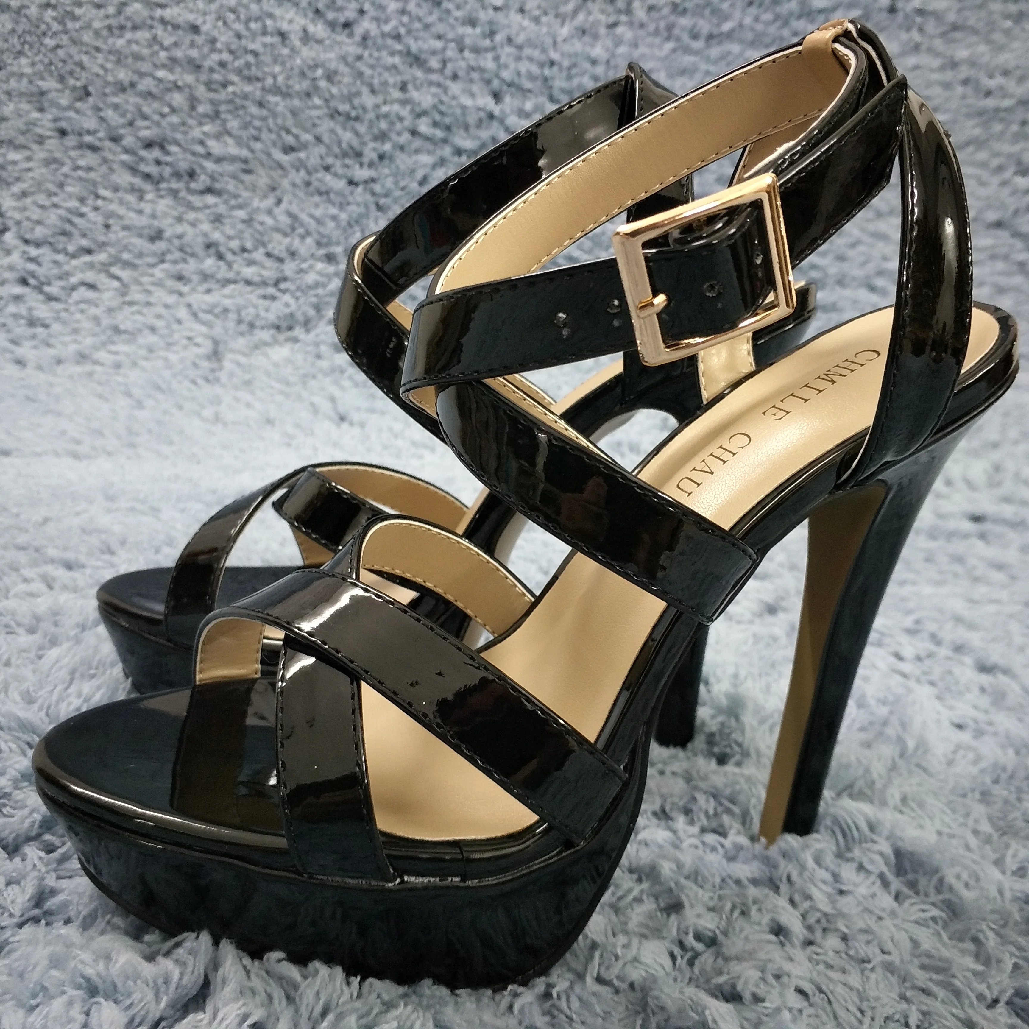 Women Stiletto Thin High Heel Sandal Sexy Ankle Strap Open Toe Platform Black Patent Fashion Dress Party Lady Shoe 3463sl-a
Women Stiletto Thin High Heel Sandal Sexy Ankle Strap Open Toe Platform Black Patent Fashion Dress Party Lady Shoe 3463sl-a
