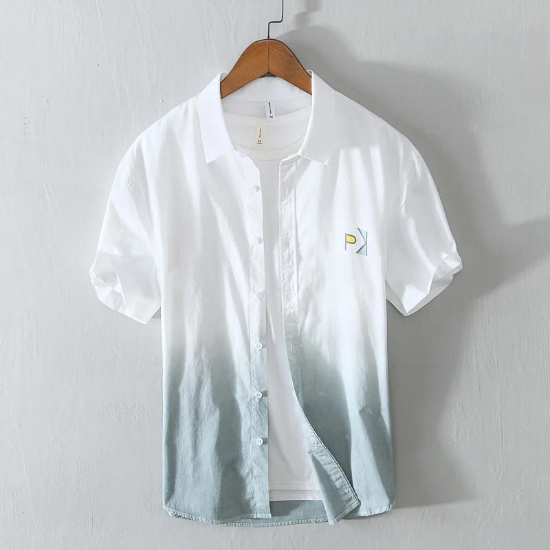 Designer new style short-sleeved gradient shirt men brand casual comfortable cotton shirts for men tops chemise camisa
Designer new style short-sleeved gradient shirt men brand casual comfortable cotton shirts for men tops chemise camisa