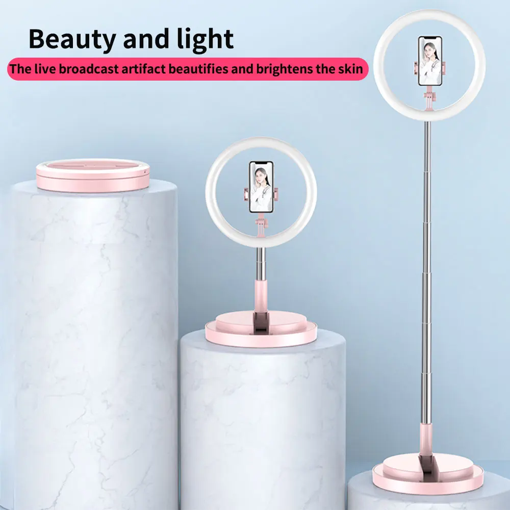 

LED Selfie Ring Light Phone Holder for Live Stream/Makeup/YouTube Video Dimmable Beauty Ringlight Foldable Fill Light Bracket