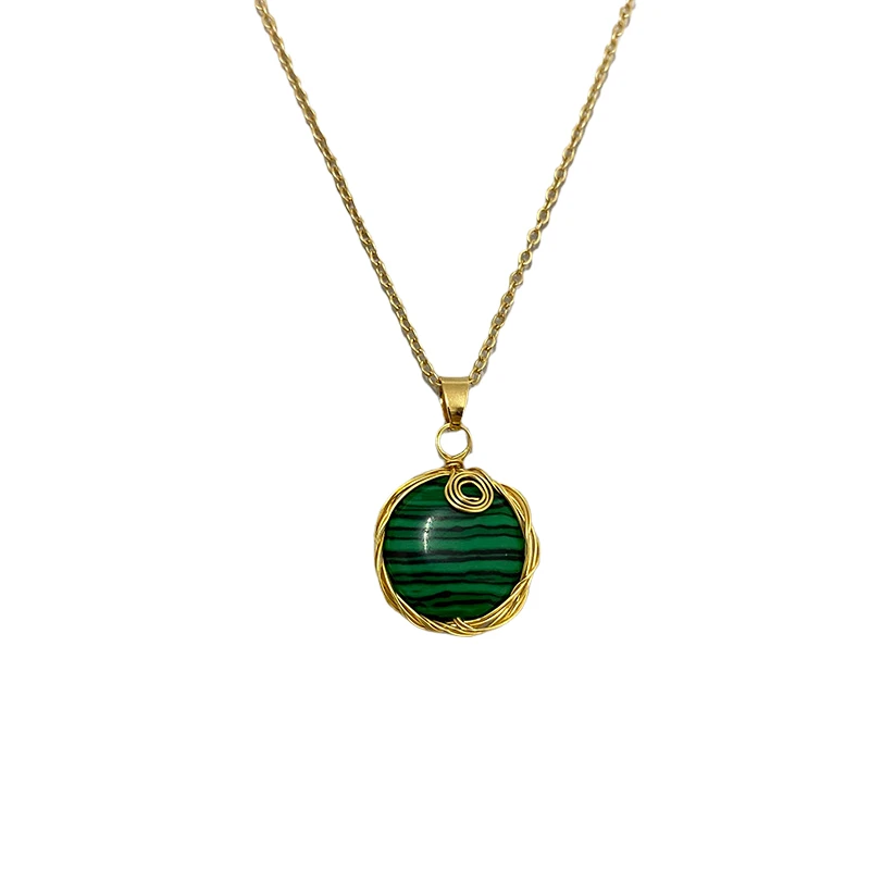 Brass Wire Natural Stone Pendant Handmade Craft Twist Genuine Crystal Necklace with Goldtone Chain 18" and Extender
Brass Wire Natural Stone Pendant Handmade Craft Twist Genuine Crystal Necklace with Goldtone Chain 18" and Extender
