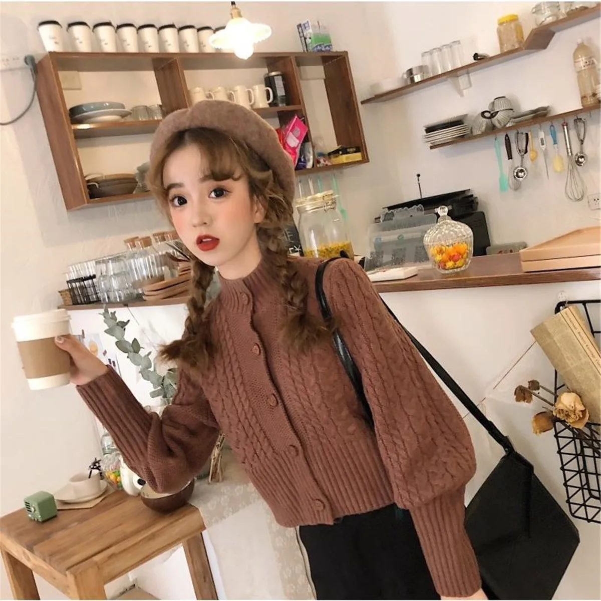 Kahaki Solid Knitted Cardigan Sweater Women Crop Tops Button Jumper Turtleneck Winter Oversize Sweater Tops Femme Loose Sweater
Kahaki Solid Knitted Cardigan Sweater Women Crop Tops Button Jumper Turtleneck Winter Oversize Sweater Tops Femme Loose Sweater
