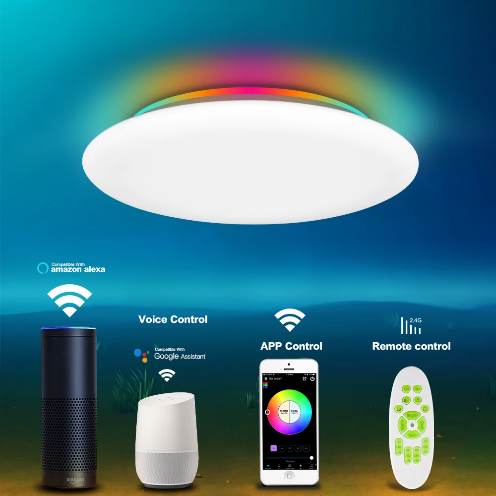 Smart Ceiling Lamp, Compatible With Alexa And Google Home, Rgb Dimming ,Kitchen,Living Room,Bedroom Led Ceiling Light Fixtures
Smart Ceiling Lamp, Compatible With Alexa And Google Home, Rgb Dimming ,Kitchen,Living Room,Bedroom Led Ceiling Light Fixtures