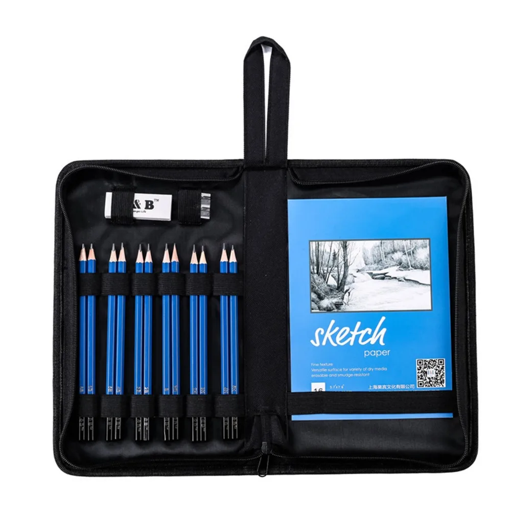 Professional Art Pencil Set 16pcs Set Drawing Pencils Set Sketch Kit With Sketch Paper Sharpener Eraser Zippered Carry Case
Professional Art Pencil Set 16pcs Set Drawing Pencils Set Sketch Kit With Sketch Paper Sharpener Eraser Zippered Carry Case