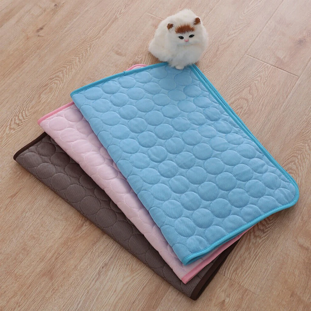 

Summer Cooling Mat Pet Pad Dog Beds Mats Blue Pet Ice Pad Cool Cold Silk Moisture-Proof Cooler Mattress Cushion Puppy