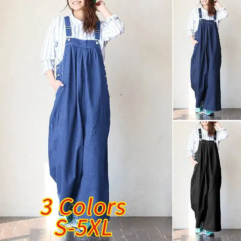 Women Sleeveless Denim Jumpsuit Rompers 2021 VONDA Casual Wide Leg Pants Female Suspenders Women'Overalls Pantalon Plus Size
Women Sleeveless Denim Jumpsuit Rompers 2021 VONDA Casual Wide Leg Pants Female Suspenders Women'Overalls Pantalon Plus Size