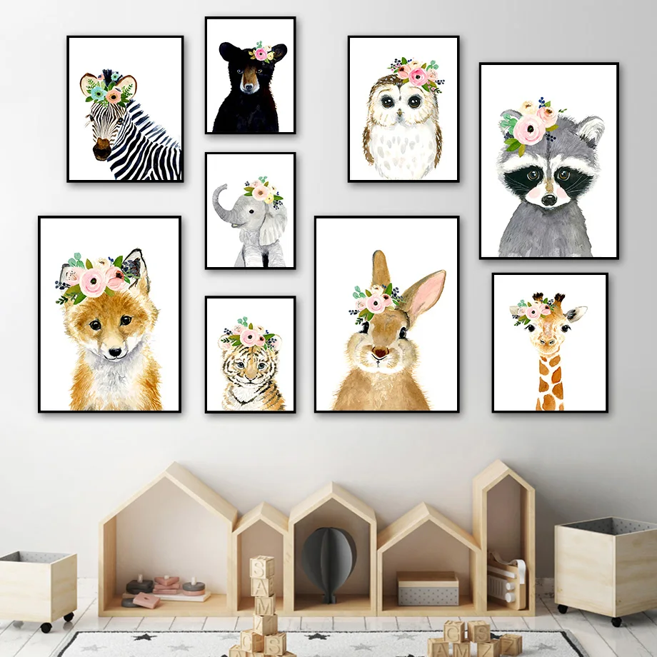 Flower Rabbit Elephant Tiger Raccoon Fox Zebra Wall Art Canvas Painting Nordic Posters And Prints Wall Pictures Kids Room Decor
Flower Rabbit Elephant Tiger Raccoon Fox Zebra Wall Art Canvas Painting Nordic Posters And Prints Wall Pictures Kids Room Decor