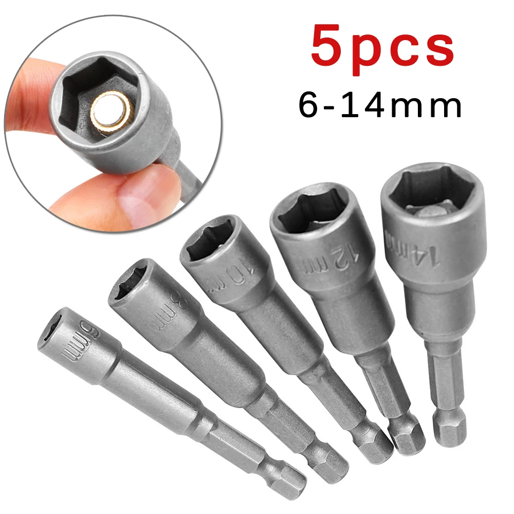 5PCS 6/8/10/12/14mm Magnetic Socket Adapter Electric Screwdriver Bit 1/4inch Hex Shank Tool Steel 65mm Hand Tools Part
5PCS 6/8/10/12/14mm Magnetic Socket Adapter Electric Screwdriver Bit 1/4inch Hex Shank Tool Steel 65mm Hand Tools Part