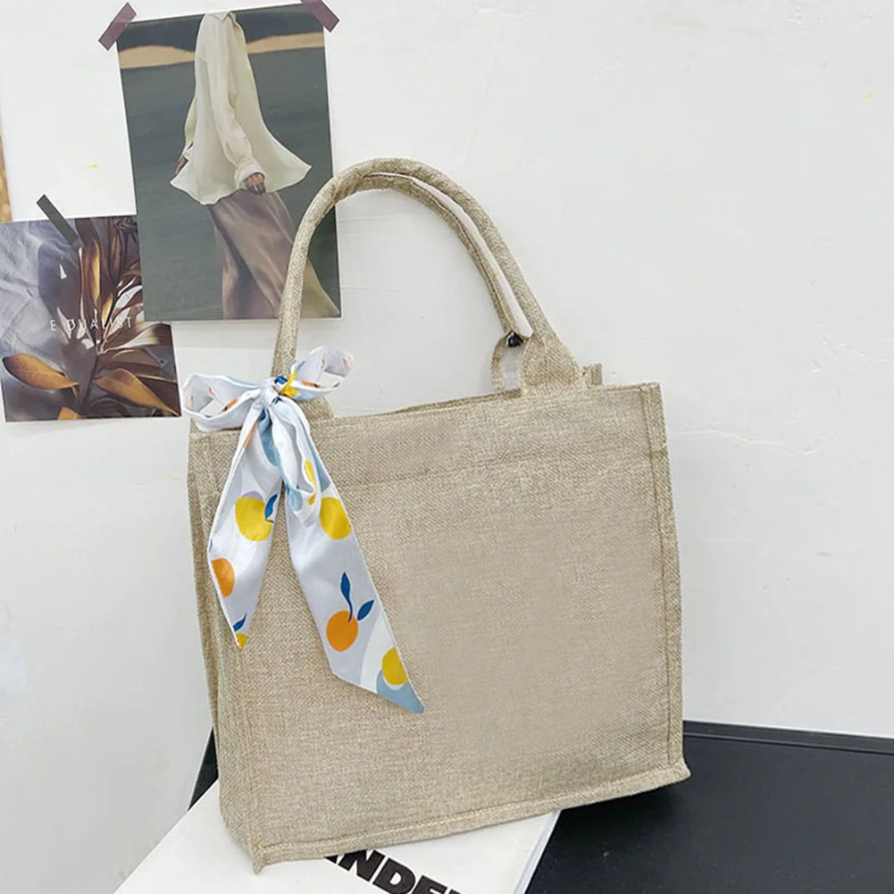 Casual Solid Color Jute Women Summer Simple Handbags Fashion Silk Scarf Shopping Shoulder Bags Ladies Daily Large Capacity Tote
Casual Solid Color Jute Women Summer Simple Handbags Fashion Silk Scarf Shopping Shoulder Bags Ladies Daily Large Capacity Tote